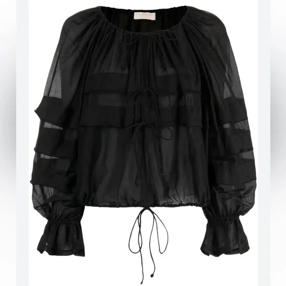 NEW ULLA JOHNSON cora puff blouse in noir 2 - Picture 6 of 10
